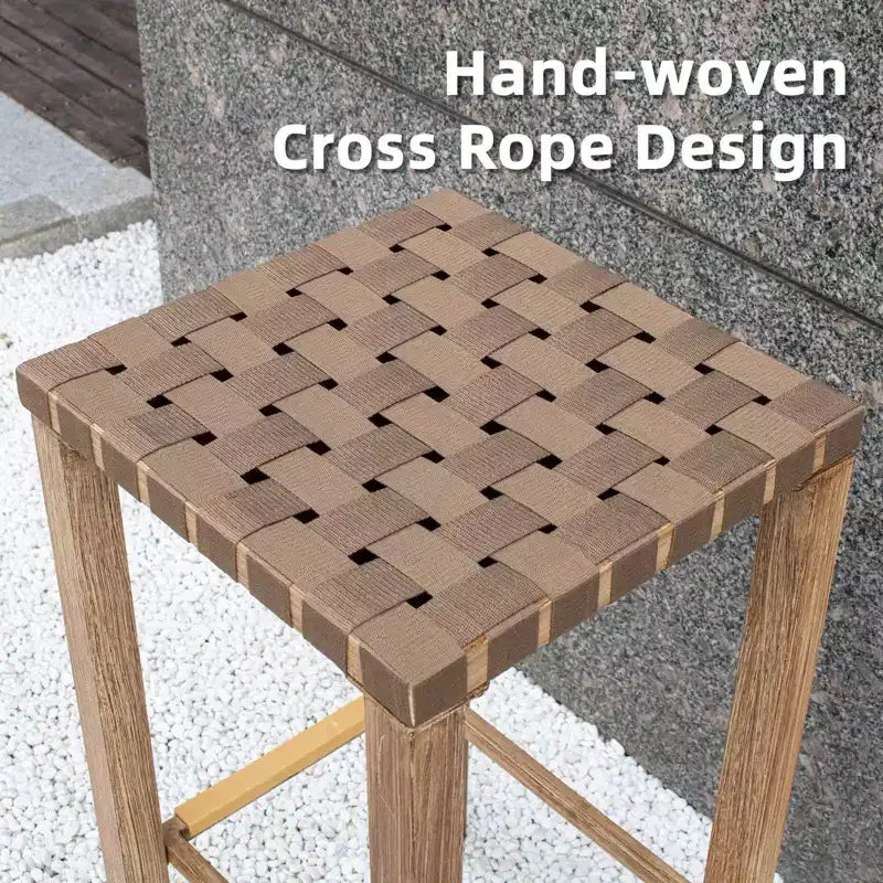 Lot de 2 tabourets de bar en métal de 70 cm, hauteur de comptoir, repose-pieds, cordon de serrage fait main, prêts pour la cuisine/îlot/salle à manger.