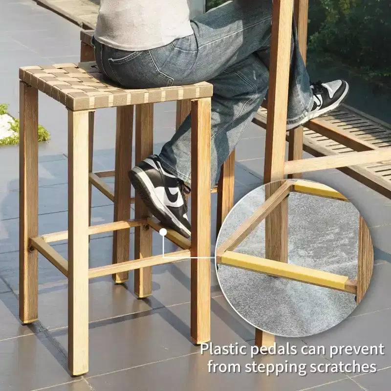 Lot de 2 tabourets de bar en métal de 70 cm, hauteur de comptoir, repose-pieds, cordon de serrage fait main, prêts pour la cuisine/îlot/salle à manger.