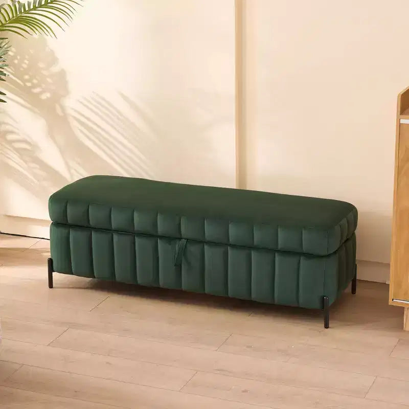TUYOHW 49.2 Banquette de bout de lit de luxe en velours, banc de rangement ottoman d'appoint, pouf chic pour salon et chambre, capacité 125 kg
