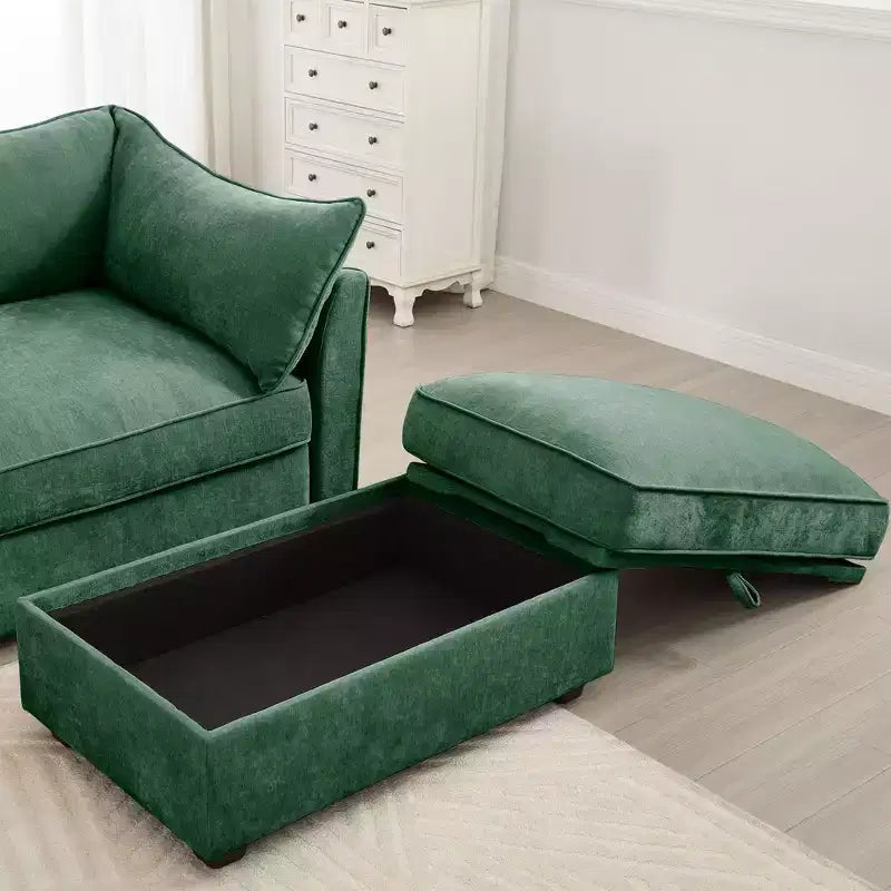 TUYOHW Pouf modulaire rectangulaire 33,8W avec rangement, Pouf repose-pieds avec rangement à couvercle relevable, Rembourrage en mousse haute densité, Décoration d'intérieur