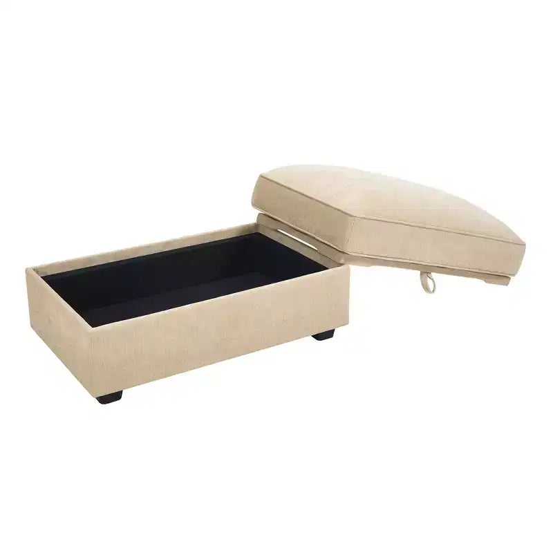 TUYOHW Pouf modulaire rectangulaire 33,8W avec rangement, Pouf repose-pieds avec rangement à couvercle relevable, Rembourrage en mousse haute densité, Décoration d'intérieur