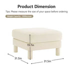 TUYOHW 19.7 Pouf Repose-Pieds en Peluche, Module Ottoman en Tissu Doux pour Canapé Modulable, Repose-Pieds Carré à Cadre en Bois pour Salon