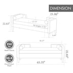 Banc de rangement ottoman moelleux TUYOHW 65,3 po de large avec 2 coussins traversins, banc de lit ottoman d'appoint pour salon et chambre à coucher, capacité de 350 lb