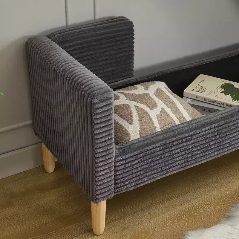 Banc de rangement ottoman moelleux TUYOHW 65,3 po de large avec 2 coussins traversins, banc de lit ottoman d'appoint pour salon et chambre à coucher, capacité de 350 lb