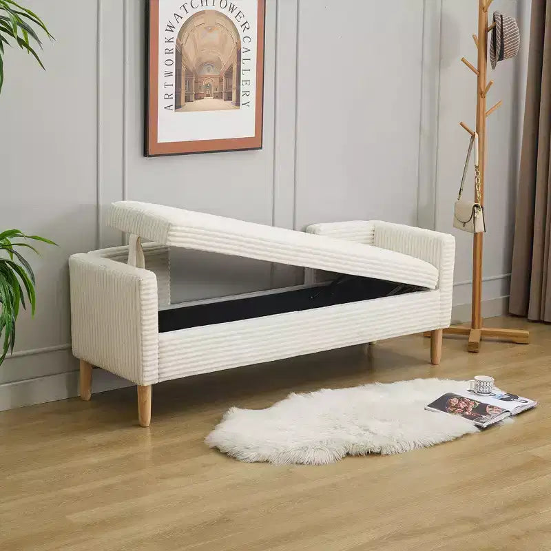 Banc de rangement ottoman moelleux TUYOHW 65,3 po de large avec 2 coussins traversins, banc de lit ottoman d'appoint pour salon et chambre à coucher, capacité de 350 lb