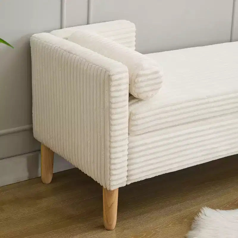 Banc de rangement ottoman moelleux TUYOHW 65,3 po de large avec 2 coussins traversins, banc de lit ottoman d'appoint pour salon et chambre à coucher, capacité de 350 lb