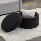 TUYOHW 16 Pouf de rangement tendance en velours doux/boucle superposé, repose-pieds rembourré, tabouret de pouf rempli de mousse pour salon, capacité de 113 kg