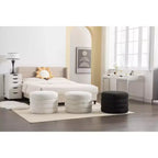 TUYOHW 16 Pouf de rangement tendance en velours doux/boucle superposé, repose-pieds rembourré, tabouret de pouf rempli de mousse pour salon, capacité de 113 kg