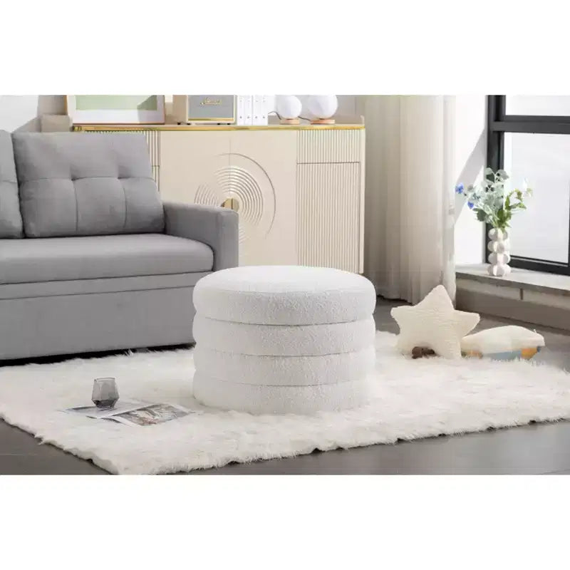 TUYOHW 16 On-Trend Storage Ottoman Layered Soft Velvet/Boucle,Upholstered Footstool,Foam Fillied Ottoman Stool for Living Room,250lbs Capacity