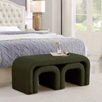 TUYOHW 44 Banc Ottoman moderne en forme de U pour salon, lot de 3, banc de bout de lit empilable, table d'appoint et tabourets en tissu Teddy doux