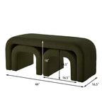 TUYOHW 44 Banc Ottoman moderne en forme de U pour salon, lot de 3, banc de bout de lit empilable, table d'appoint et tabourets en tissu Teddy doux