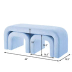 TUYOHW 44 Banc Ottoman moderne en forme de U pour salon, lot de 3, banc de bout de lit empilable, table d'appoint et tabourets en tissu Teddy doux