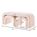 TUYOHW 44 Banc Ottoman moderne en forme de U pour salon, lot de 3, banc de bout de lit empilable, table d'appoint et tabourets en tissu Teddy doux