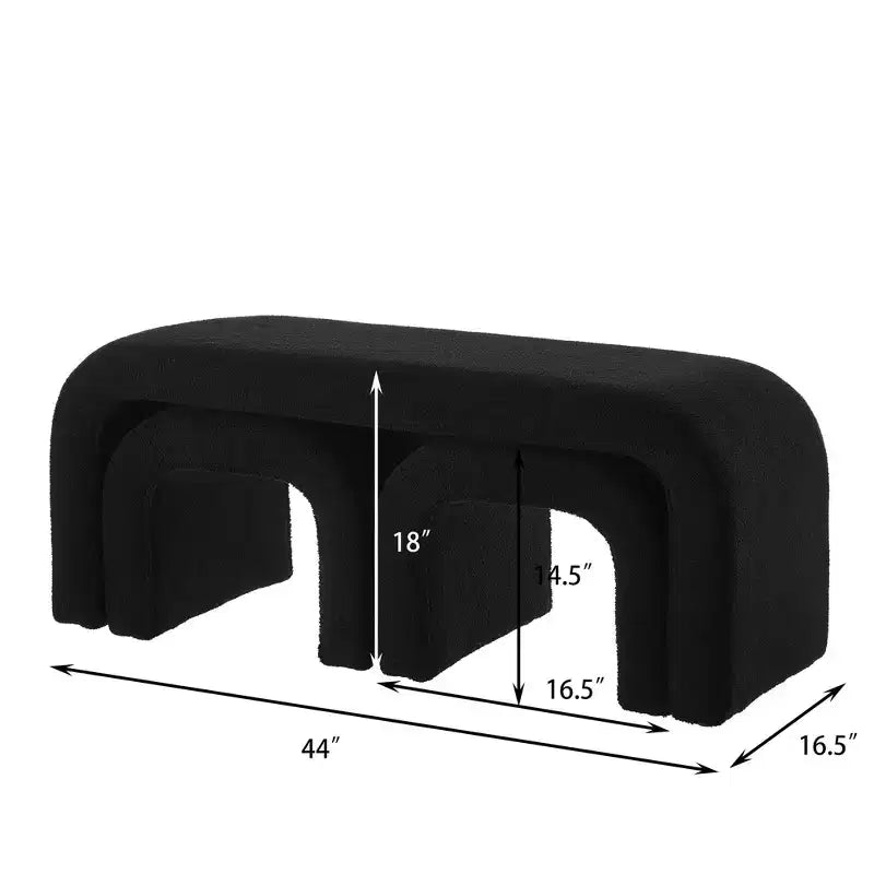TUYOHW 44 Banc Ottoman moderne en forme de U pour salon, lot de 3, banc de bout de lit empilable, table d'appoint et tabourets en tissu Teddy doux