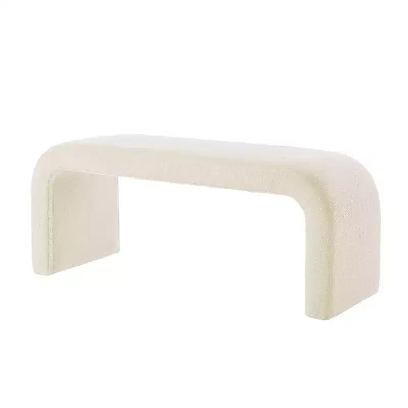 TUYOHW 44 Banc Ottoman moderne en forme de U pour salon, lot de 3, banc de bout de lit empilable, table d'appoint et tabourets en tissu Teddy doux