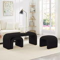 TUYOHW 44 Banc Ottoman moderne en forme de U pour salon, lot de 3, banc de bout de lit empilable, table d'appoint et tabourets en tissu Teddy doux