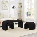 TUYOHW 44 Banc Ottoman moderne en forme de U pour salon, lot de 3, banc de bout de lit empilable, table d'appoint et tabourets en tissu Teddy doux
