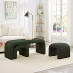 TUYOHW 44 Banc Ottoman moderne en forme de U pour salon, lot de 3, banc de bout de lit empilable, table d'appoint et tabourets en tissu Teddy doux