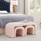 TUYOHW 44 Banc Ottoman moderne en forme de U pour salon, lot de 3, banc de bout de lit empilable, table d'appoint et tabourets en tissu Teddy doux