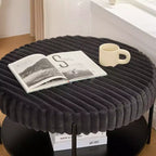 Table basse ronde TUYOHW 2 niveaux, pouf de rangement en fausse fourrure moelleuse de 78,5 cm pour le salon, table centrale élégante avec une capacité de 125 kg