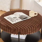 Table basse ronde TUYOHW 2 niveaux, pouf de rangement en fausse fourrure moelleuse de 78,5 cm pour le salon, table centrale élégante avec une capacité de 125 kg