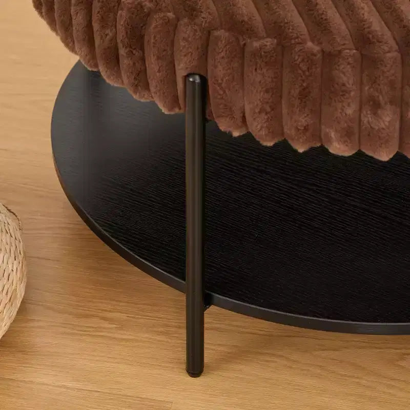 Table basse ronde TUYOHW 2 niveaux, pouf de rangement en fausse fourrure moelleuse de 78,5 cm pour le salon, table centrale élégante avec une capacité de 125 kg