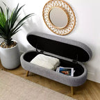 TUYOHW 43 Banc de Rangement Polyvalent Bout de Lit, Banc d'Entrée en Lin Doux, Pouf de Lit Élégant avec Pieds en Bois d'Hévéa, Capacité de 113 kg