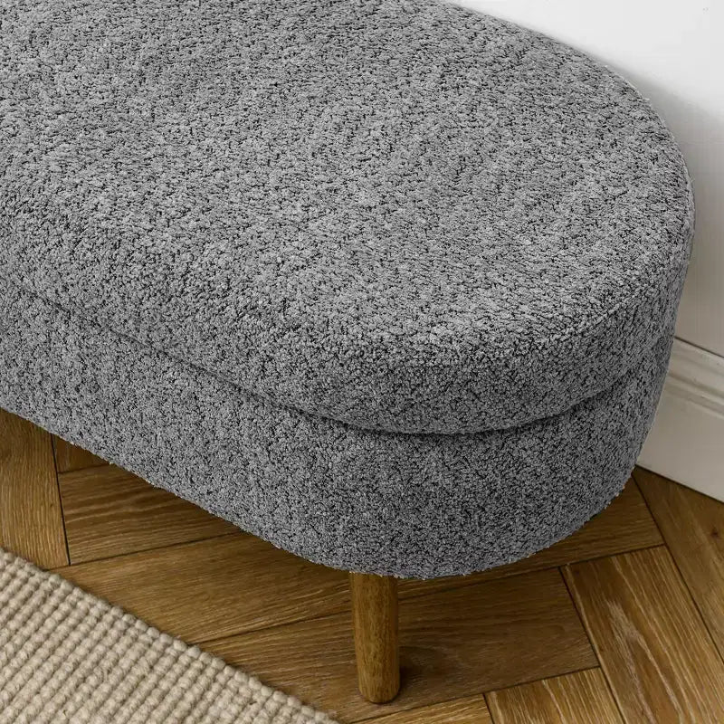 TUYOHW 43 Banc de Rangement Polyvalent Bout de Lit, Banc d'Entrée en Lin Doux, Pouf de Lit Élégant avec Pieds en Bois d'Hévéa, Capacité de 113 kg