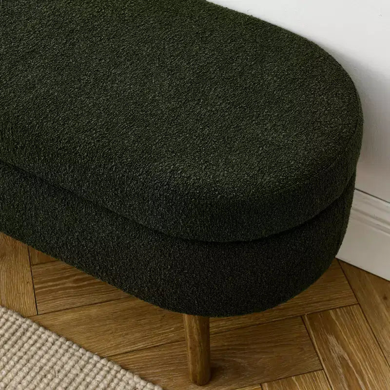 TUYOHW 43 Banc de Rangement Polyvalent Bout de Lit, Banc d'Entrée en Lin Doux, Pouf de Lit Élégant avec Pieds en Bois d'Hévéa, Capacité de 113 kg