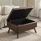 TUYOHW 23.2 Pouf de rangement mi-siècle pour salon et chambre, repose-pieds polyvalent, pouf de table basse en cuir PU, capacité de 180 kg