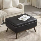 TUYOHW 23.2 Pouf de rangement mi-siècle pour salon et chambre, repose-pieds polyvalent, pouf de table basse en cuir PU, capacité de 180 kg