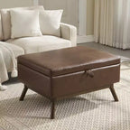 TUYOHW 23.2 Mid-Century Storage Ottoman for Living Room & Bedroom,Versatile Footstool,PU Leather Coffee Table Ottoman,400lbs Capacity