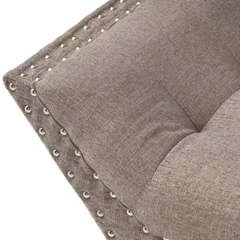 TUYOHW 35.5 Banc Ottoman Vintage Capitonnage à Boutons,Banc de Bout de Lit d'Appoint pour Chambre et Salon,Pieds en Bois de Bouleau et Clous Décoratifs,Gris