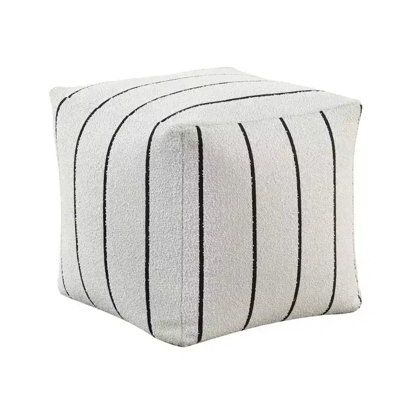 TUYOHW Pouf carré 16H, ottoman jacquard chic pour salon, repose-pieds antidérapant, chaise pouf, capacité 136 kg, rayures blanches