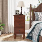 Table d'appoint Lantine Wood, Table d'appoint étroite entièrement assemblée avec tiroirs, Table de chevet fine pour petits espaces, Salon, Chambre à coucher, Marron