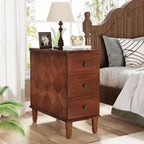 Table d'appoint Lantine Wood, Table d'appoint étroite entièrement assemblée avec tiroirs, Table de chevet fine pour petits espaces, Salon, Chambre à coucher, Marron