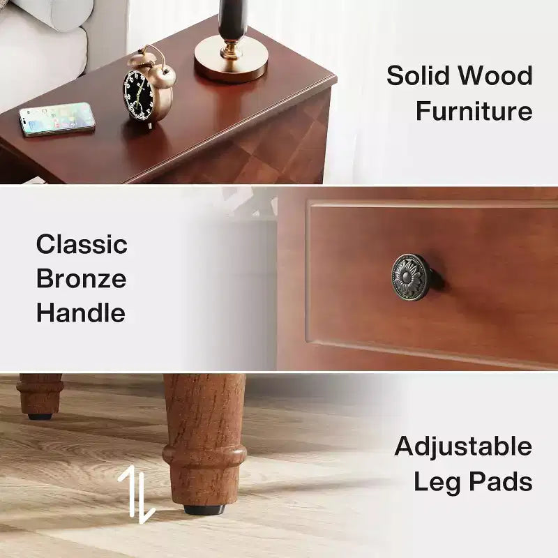 Table d'appoint Lantine Wood, Table d'appoint étroite entièrement assemblée avec tiroirs, Table de chevet fine pour petits espaces, Salon, Chambre à coucher, Marron