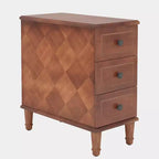 Table d'appoint Lantine Wood, Table d'appoint étroite entièrement assemblée avec tiroirs, Table de chevet fine pour petits espaces, Salon, Chambre à coucher, Marron