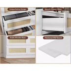 Commode 9 tiroirs en rotin avec station de recharge, commode de style rustique, grand organisateur de rangement pour chambre, salon, entrée