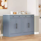 TUYOHW Freestanding Kitchen Pantry Cabinet,Sideboard Cabinet with Faux Marble Top,2 Adjustable Shelves,Pull-Out Drawer,Storage Buffet for Dining Room