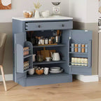 TUYOHW Armoire de cuisine autonome, buffet avec plateau en faux marbre, 2 étagères réglables, tiroir coulissant, buffet de rangement pour salle à manger