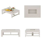 Table basse Famapy, grain de bois blanc, table d'appoint de canapé, capacité de charge de 176 lb, organisateur de rangement intégré, table basse rectangulaire/carrée
