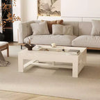 Table basse Famapy, grain de bois blanc, table d'appoint de canapé, capacité de charge de 176 lb, organisateur de rangement intégré, table basse rectangulaire/carrée