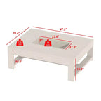 Table basse Famapy, grain de bois blanc, table d'appoint de canapé, capacité de charge de 176 lb, organisateur de rangement intégré, table basse rectangulaire/carrée