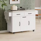 JVNOXK Chariot de cuisine îlot pliant multifonctionnel avec poubelle, placard de rangement et tiroirs, îlot roulant avec étagères réglables, blanc