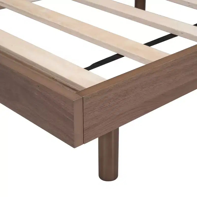 Lit plateforme Bellemave avec lattes épaissies connectées, cadre de lit plateforme flottant en bois massif sans tête de lit pour chambre à coucher