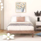 Lit plateforme Bellemave avec lattes épaissies connectées, cadre de lit plateforme flottant en bois massif sans tête de lit pour chambre à coucher