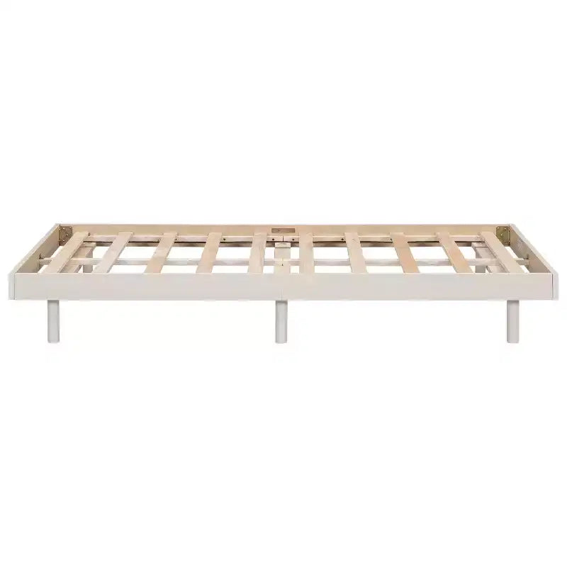 Lit plateforme Bellemave avec lattes épaissies connectées, cadre de lit plateforme flottant en bois massif sans tête de lit pour chambre à coucher