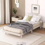 Lit plateforme Bellemave avec lattes épaissies connectées, cadre de lit plateforme flottant en bois massif sans tête de lit pour chambre à coucher