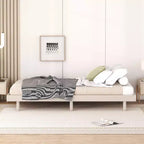 Lit plateforme Bellemave avec lattes épaissies connectées, cadre de lit plateforme flottant en bois massif sans tête de lit pour chambre à coucher